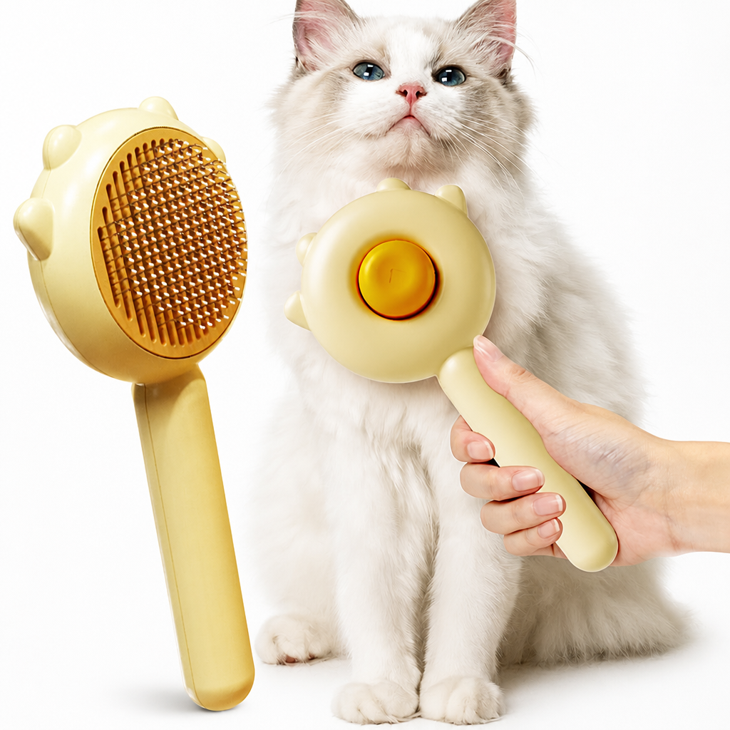 Gentle Self-Cleaning Pet Grooming Comb for Cats and Dogs Deshedding Massage Brush Hair Removal Tool
