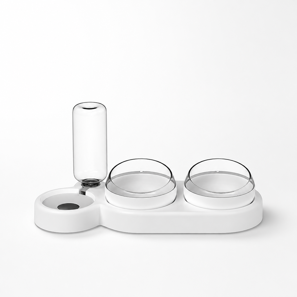 Elevated Double Pet Bowl with Automatic Water Dispenser for Cats and Small Dogs Food and Water Feeder Stand