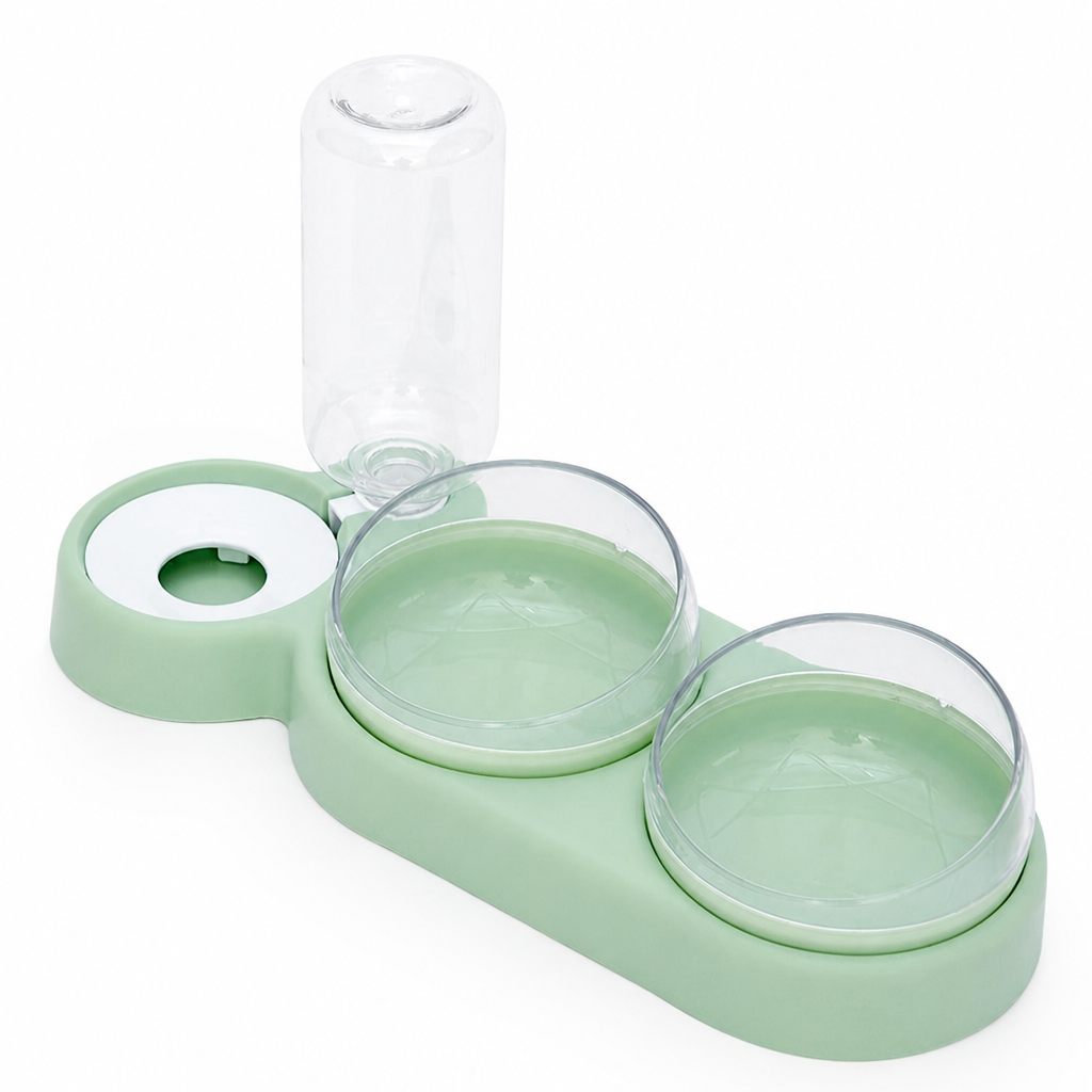 Elevated Double Pet Bowl with Automatic Water Dispenser for Cats and Small Dogs Food and Water Feeder Stand