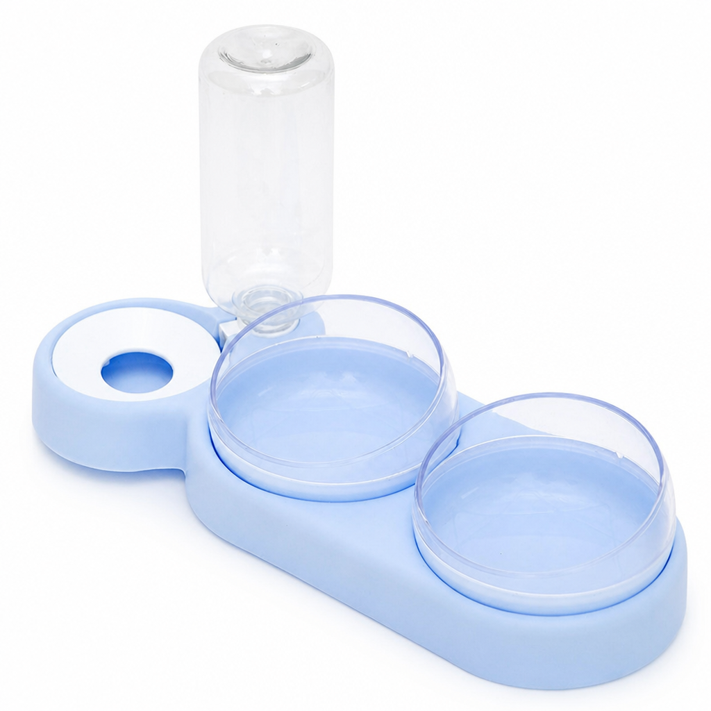 Elevated Double Pet Bowl with Automatic Water Dispenser for Cats and Small Dogs Food and Water Feeder Stand