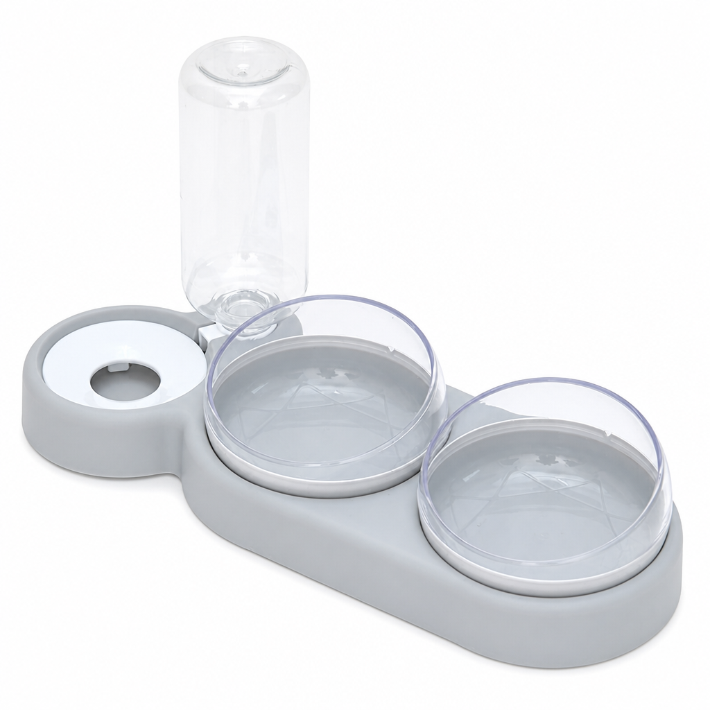 Elevated Double Pet Bowl with Automatic Water Dispenser for Cats and Small Dogs Food and Water Feeder Stand