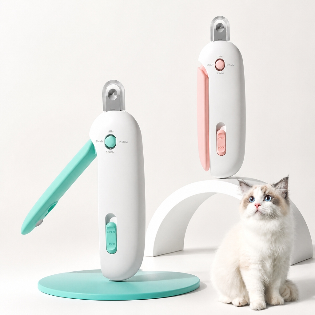 Precision Cat Nail Clippers with Push-Grip Handle Safe Claw Trimmer for Cats and Small Dogs Grooming Tool