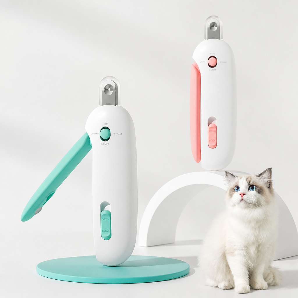 Precision Cat Nail Clippers with Push-Grip Handle Safe Claw Trimmer for Cats and Small Dogs Grooming Tool