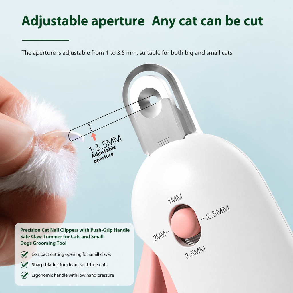 Precision Cat Nail Clippers with Push-Grip Handle Safe Claw Trimmer for Cats and Small Dogs Grooming Tool