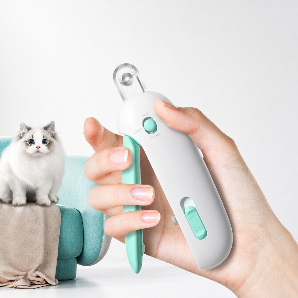 Precision Cat Nail Clippers with Push-Grip Handle Safe Claw Trimmer for Cats and Small Dogs Grooming Tool