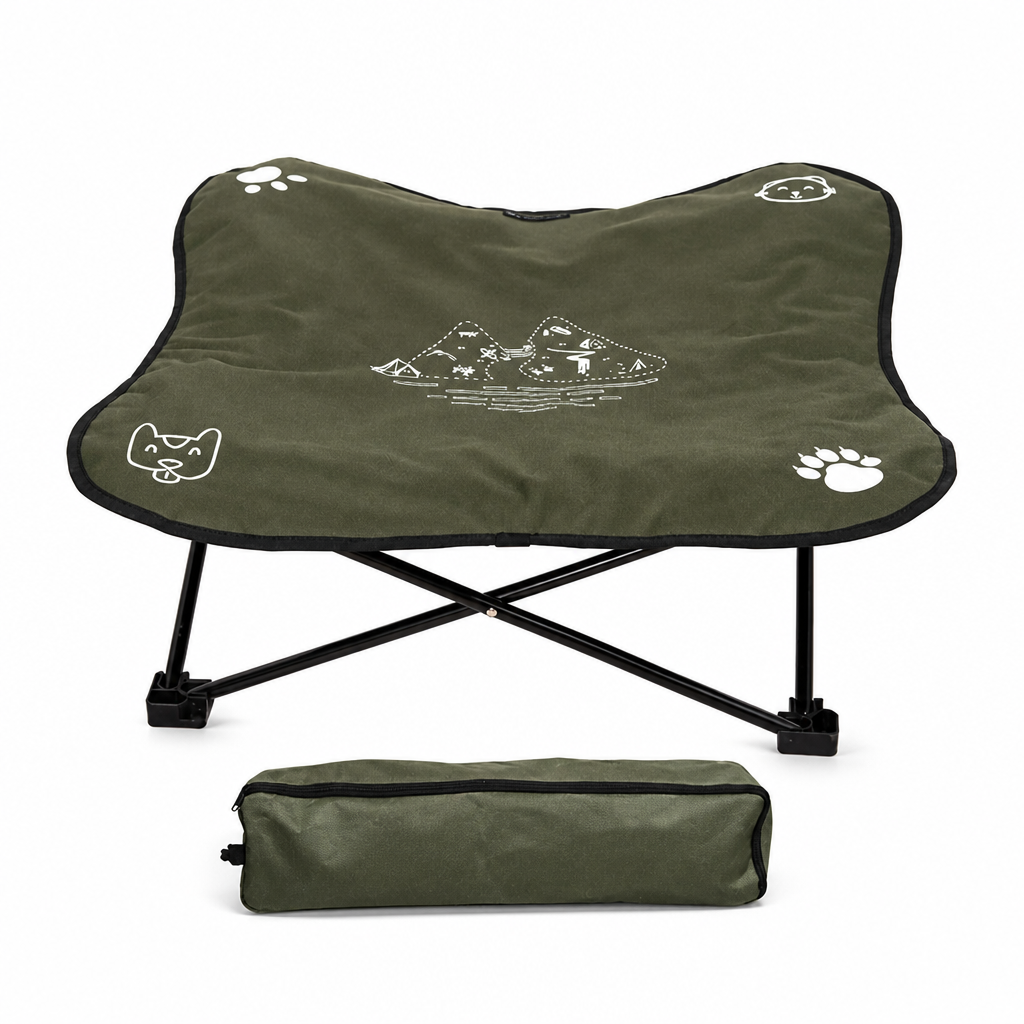 Elevated Outdoor Dog Bed Foldable Raised Cot with Aluminum Frame and Washable Oxford Fabric for Camping and Travel