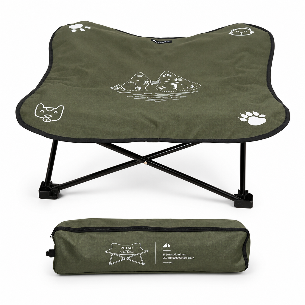 Elevated Outdoor Dog Bed Foldable Raised Cot with Aluminum Frame and Washable Oxford Fabric for Camping and Travel