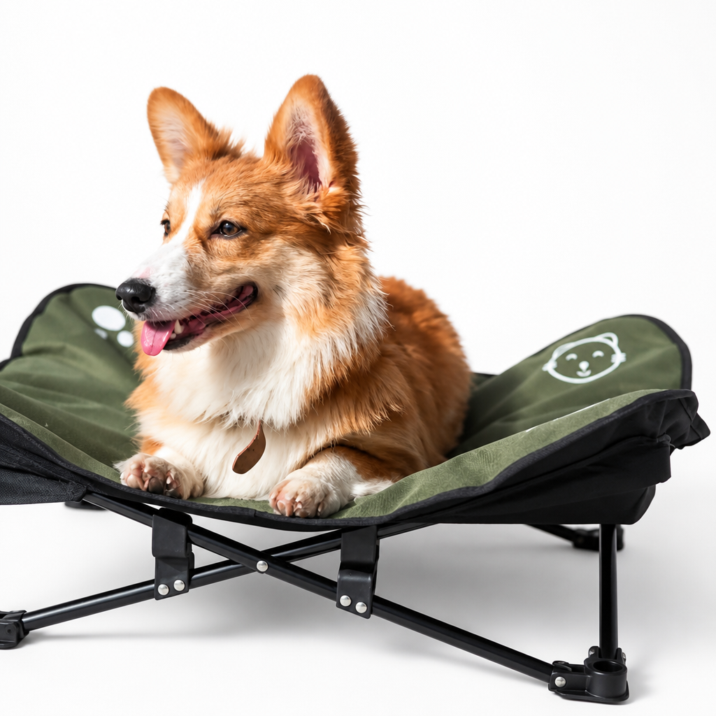 Elevated Outdoor Dog Bed Foldable Raised Cot with Aluminum Frame and Washable Oxford Fabric for Camping and Travel