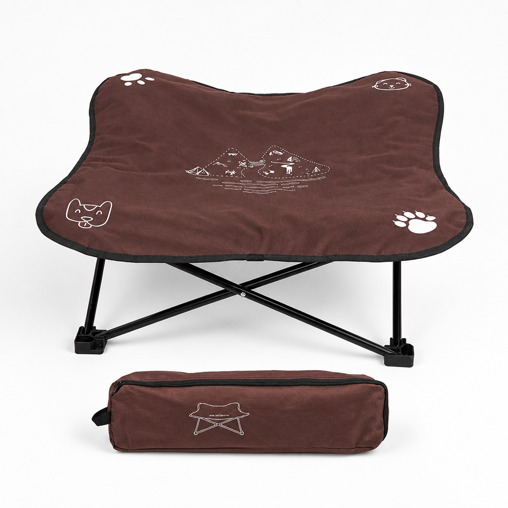 Elevated Outdoor Dog Bed Foldable Raised Cot with Aluminum Frame and Washable Oxford Fabric for Camping and Travel